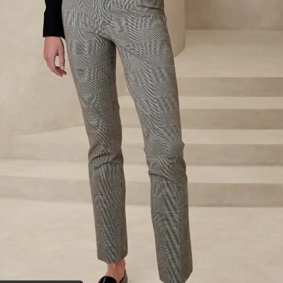 Banana Republic Sloan Pant Neutral Black and White Plaid Size: 0 - Picture 6 of 6